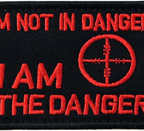 Аз не съм в Опасност, аз - Нашивка Опасност, Бродирани Тактическа Апликация, Емблемата на Army Morale Hook & Loop, Червен