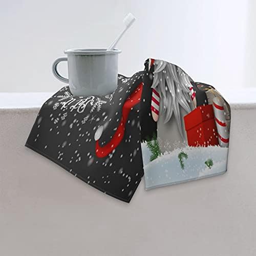 Весел Коледен Гном Коледни Подаръци Снежинки Меки Кърпи За Ръце, Кърпи за баня Декоративно Комбинирано за Йога