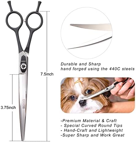 Ножици за грижа за кучетата LONGMON извити ножици от неръждаема стомана 440c с трайни професионални извити ножици