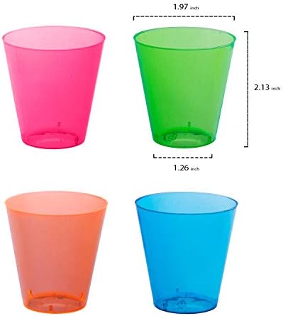 Чаши за партита Неоново асорти - Изработени от специална пластмаса Blacklight Reactive Hard (2 унция - опаковка от