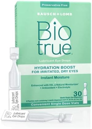 Капки за очи Biotrue Hydration Boost за раздраженных, сухота в очите на флакони за еднократна употреба от Bausch + Lomb,