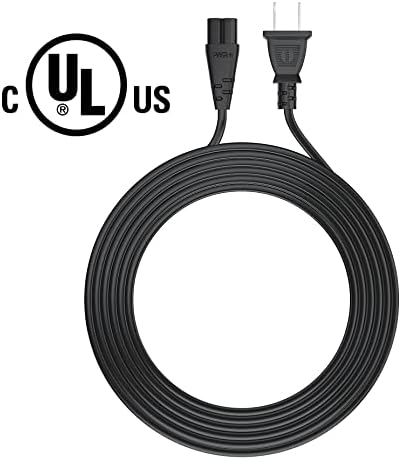 Преносим захранващ кабел AC Pwr, 2 зъба, 6 Фута (черен)