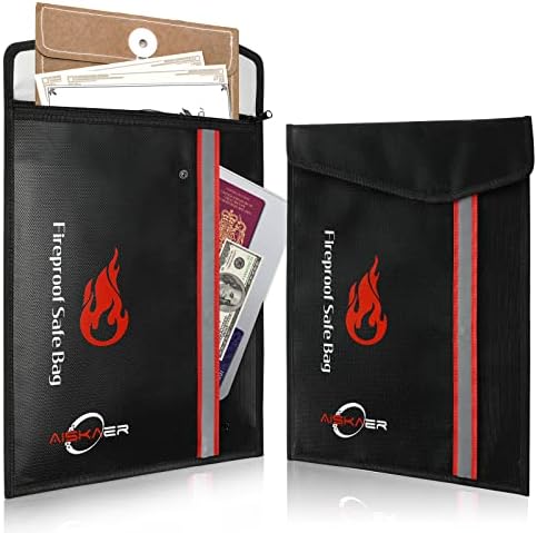 Aiskaer 2 PACK 15 x 11 Пожароустойчива чанта за документи, Пожароустойчива Водоустойчив Безопасна Чанта, Противопожарна