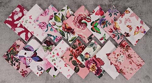 Soimoi, комплект от 16 дебели Четвърти, с флорални принтом и пеперуди, 18 x 22, Мозайка шиене със собствените си ръце -