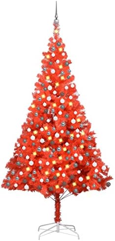 VidaXL Изкуствена Коледна Елха със светодиоди и Шариковым Набор от Домашната Градина, Открит плувен Празник Коледа