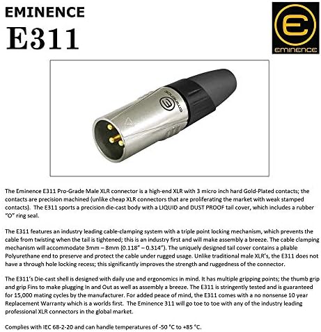 Audioblast - 20 фута - HQ-4-Звездни Четырехбалансные микрофонные кабели за мъже и жени със златни XLR-конектори Eminence E311 и E312 - Защитени от uv и са готови за работа в движение