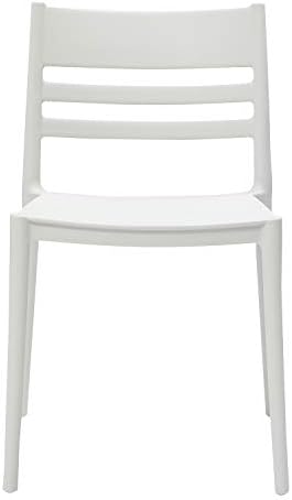 Трапезария стол Basics бял цвят, с извита облегалка - Комплект от 2 теми, пластмаса премиум-клас и Бяло маса за Хранене,