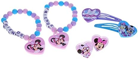 H. E. R Аксесоари Disney Minnie Mouse 6 бр., Модни Бижута за Момичета, Аксесоари за Коса, Комплект с влязат с украшения-гривни,