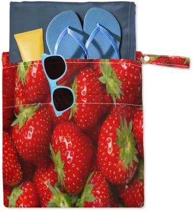 Тема ягоди мокър суха чанта, 2 пакета с цип, кърпа, пелена Чанта органайзер чанта водоустойчива множество влажна чанта