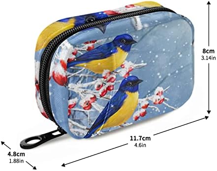 Зима Коледа е цици птици хапчета случай на хапчета организатор Box чанта с цип преносим витамин рибено масло