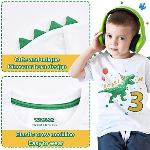 WAWSAM Риза за Момче на 3-ия Ден от Раждането, Тениска с Динозавром На Рожден Ден, на 3-Годишно Дрехи С Динозавром За