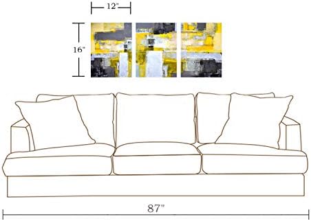 Декор MI Абстрактно Стенно Изкуство Жълто-Сиво Стенно Изкуство, в Рамката на Платното е Абстрактна Живопис за Хол Спалня