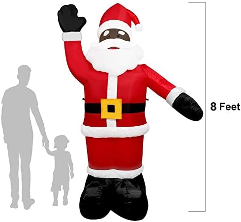 Хирональный Надуваем 8 Фута Черен Дядо Коледа С Празника на Рождество Христово, На Открито и закрито Надувное Украса (8 фута)