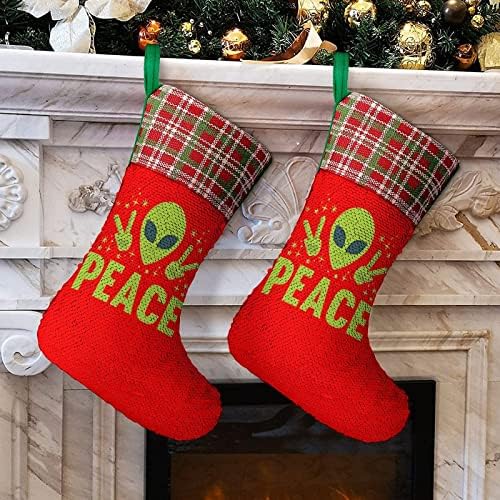 Един Свят на НЛО Пайети Коледни Празници Чорапи Обратим което променя Цвета си в Магически Състав за Коледно Окачени