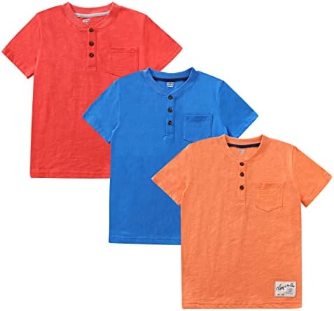 Тениски Henley с къс ръкав за момчета GLASH Kids, 3 опаковки, с джоб, от 3 до 14 години