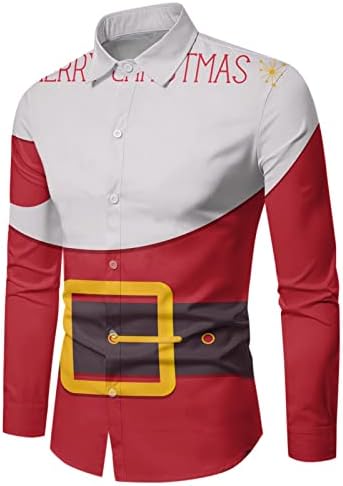 WOCACHI Мъжки Коледа Риза С Къс ръкав, Страхотни Ризи с Копчета, Вечерни Ризи Алоха, Хавайски Ризи с Принтом на