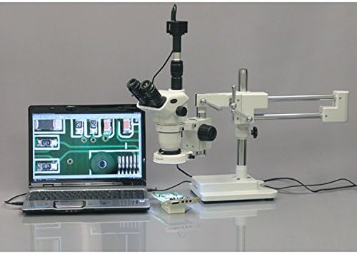 Професионален тринокулярный стереоскопичен увеличение на микроскопа AmScope ZM-4TNY, фокусирующие окуляры EW10x, увеличаване