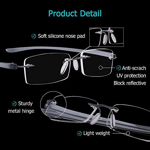 LUR 7 Опаковки очила за четене без рамки + 3 опаковки на метални очила за четене (общо 10 двойки ридеров + 2,75)