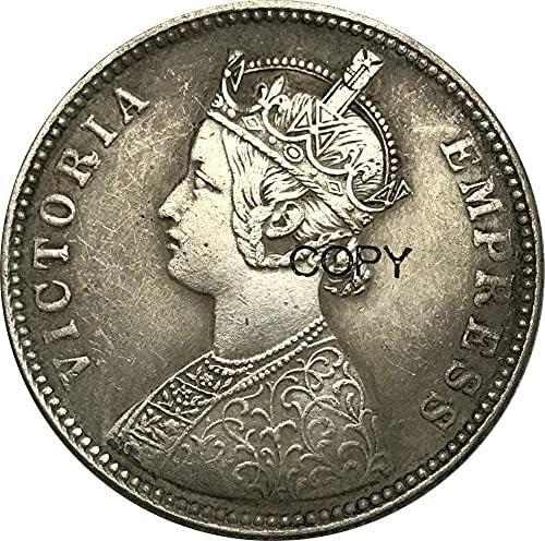 Британска Индия 1893 Императрица Виктория Една Рупия Покрити с Мед Сребърни Копирни Монети за Събиране на Копирни машини,