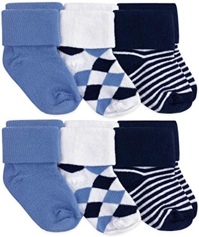 Чорапи Джефрис за малки момчета Аргайловые/Обикновен/В ивица С отложными белезници, 6 чифта В опаковка