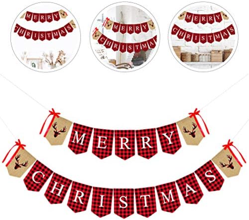 Коледен Декор TENDYCOCO 1 Комплект Коледни Банери от Зебло с участието на Лосове, Зимни Коледно Парти, Камина, Венец, Украса