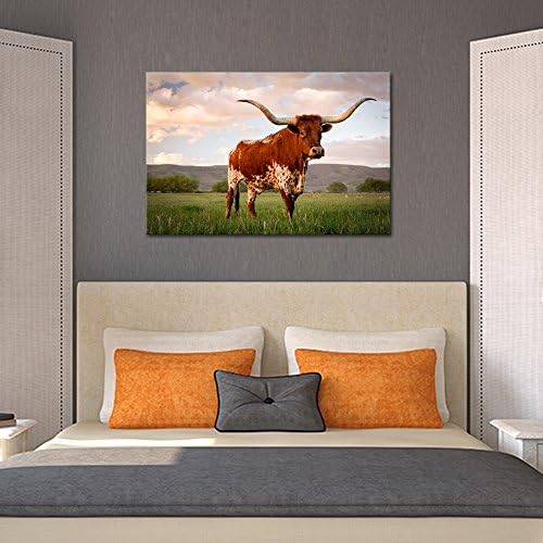 Визуален Художествен Декор Texas Длиннорогая Крава Снимки на Декора на Стените Селска Къща Пейзаж Живопис Хол Спалня
