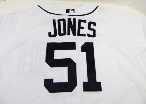 2009 Детройт Тайгърс Джеф Джоунс 51, Издаден в игра В Бяла тениска 50 DP20540 - Използваните в играта тениски MLB