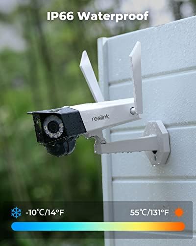 Безжична Външна камера за сигурност REOLINK 2K 4G LTE с двоен обектив, Широкоъгълен ъгъл 150 ° c, Акумулаторна