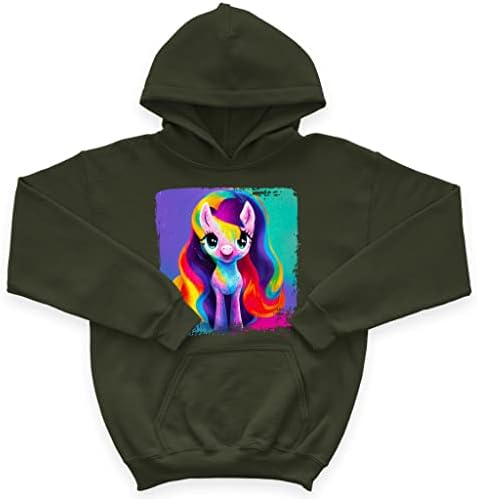 Красива детска hoody с качулка от порести руно Rainbow Pony - Забавна Детска hoody с качулка - Скъпа hoody с качулка