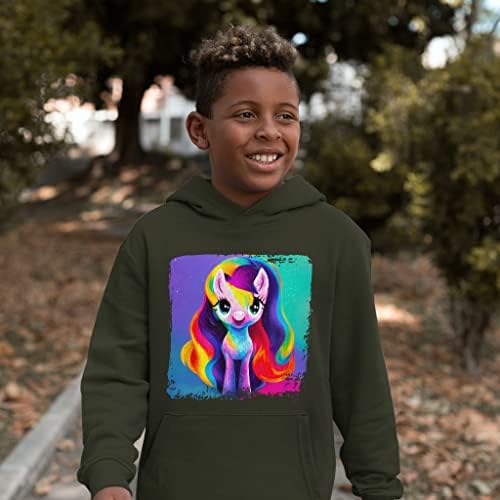 Красива детска hoody с качулка от порести руно Rainbow Pony - Забавна Детска hoody с качулка - Скъпа hoody с качулка за деца