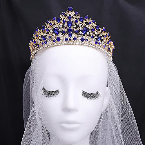 Дамски сватбена тиара WIOJEIGO с декорация във формата на кристали, короната на принцеса превръзка на главата с кристали