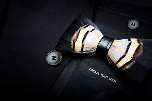Комплекти, мъжки вратовръзки-пеперуди, ръчно изработени от пера RBOCOTT и Брошки