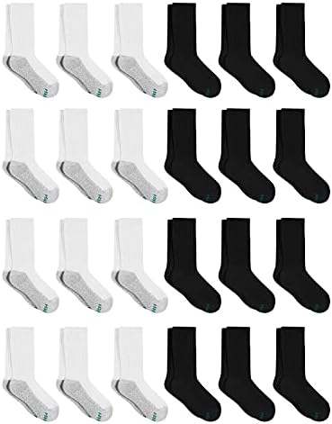Комплект чорапи за екипажа на Hanes Boys, Чорапи за момчета 5-12 години, Еластични Памучни Чорапи, Удобни Меки Чорапи