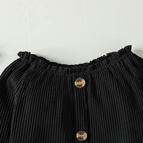 Есенно-Зимни Ризи с дълги ръкави и набори на рубчик За малки момичета, Комплекти Малки Шарени панталони с принтом, 12 месеца-5