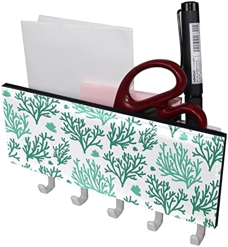 Зелен Рисованный Коралов Багажник-Органайзер с 5 Куки, Монтиране на Багажник за Баня, на Кухненски Рафт, богат на функции,