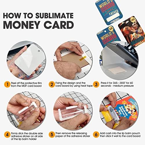 CUPITUP 5X Опаковка Сублимационных Бланка за парични карти с Чували за Балсам за устни, Сублимационный Притежателя на