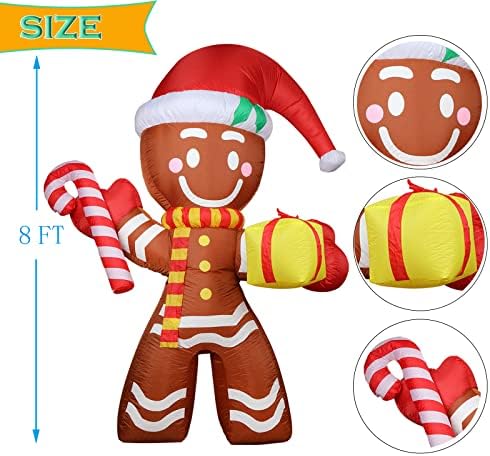 Надуваем Човечето Човек е с дължина 8 Метра с Вградени 5 led Крушки, Сладки Надуваеми Коледна Украса за Външна Вътрешен