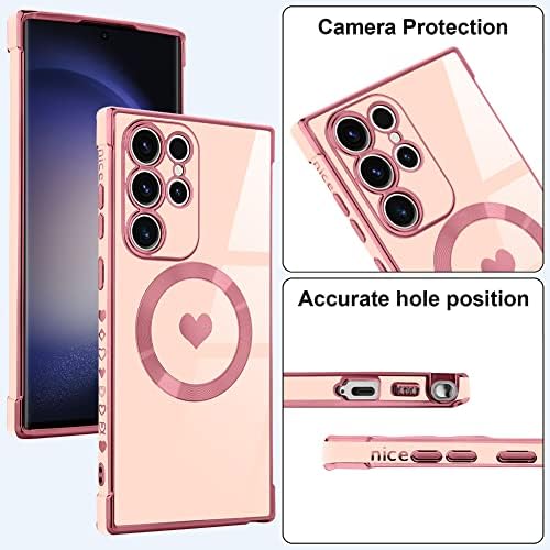 KANGHAR за Samsung Galaxy S23 Ултра Магнитен калъф за вашия телефон с Луксозен покритие Сладко Love Heart [Съвместим