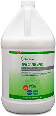 Шампоан Vetoquinol BPO-3 за кучета, котки и коне (3% бензоил пероксид) – 128 мл - Дълбоко Почистващ Лечебен шампоан