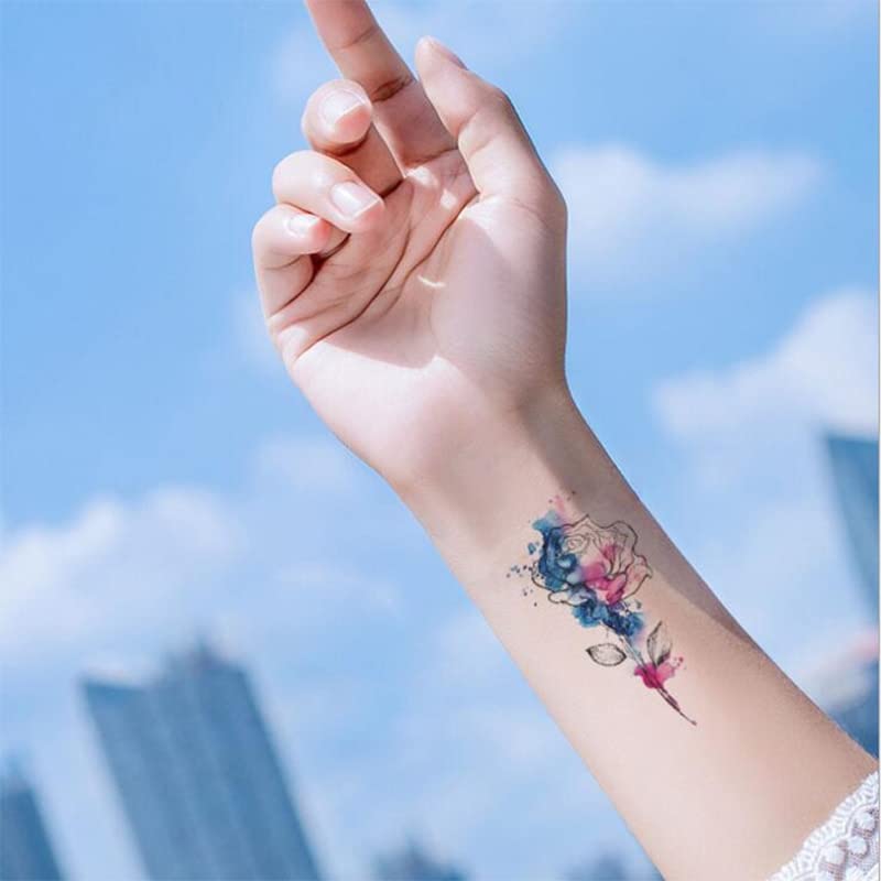 6 Листа Непромокаеми Временни Татуировки Етикети За Жени Е Ориенталски Със Светъл Цвят, Татуировки Лотос Боди-Арт Красота