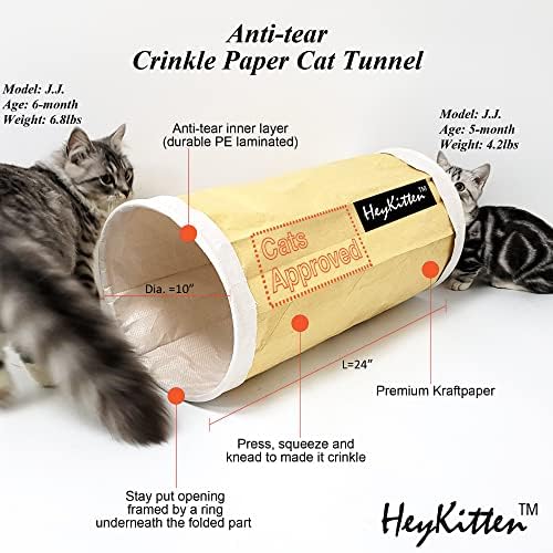 Игра на тунел за котки от непромокаемой от сълзи хартия HeyKitten със Звук Шуршания, Здрав, изработени от крафт-хартия,