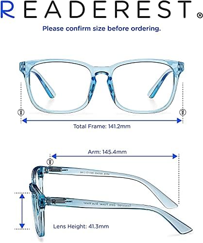 Очила за четене, блокер синя светлина (светло синьо и прозрачно, увеличаване на 1,25), компютърни очила, модерен за мъже и жени,