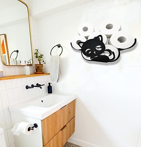 Монтиране на Склад Тоалетна Хартия за котки, Декоративни Метални Държачи за хартия във формата на Животни, Черен