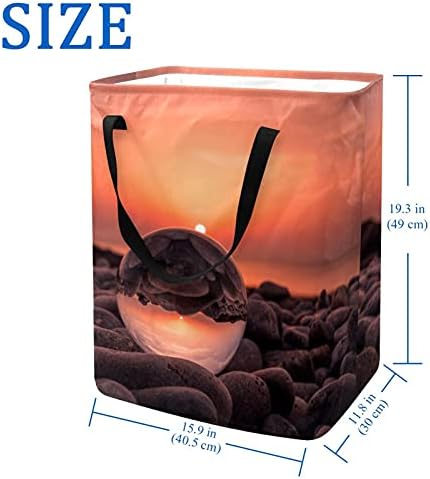 Стъклена купа по Залез слънце кош за бельо Голям Текстилен Органайзер Чанта Сгъваема Кошница Кошница за Дрехи с Дръжки