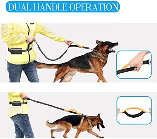 Каишка за кучета GUOYIHUA Hands Free, Прибиращ се каишка за кучета с двойна дръжка и Многофункционален колан чанта,