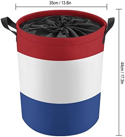 Кръгла Чанта за дрехи с Флага на Холандия, Водоустойчив Кошница За Съхранение с Завязывающейся капак и дръжка