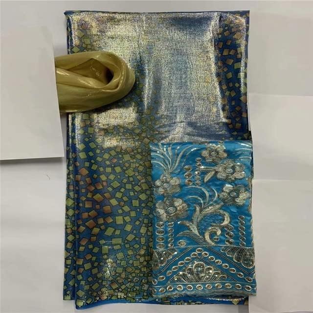 Африканска лейси плат 2+2+3.5 Ярды копринени завързана на африканската тъкан в африканския стил с Георги, коприна комплект за жени, дрехи LXE091101, Нигерийская лейси плат