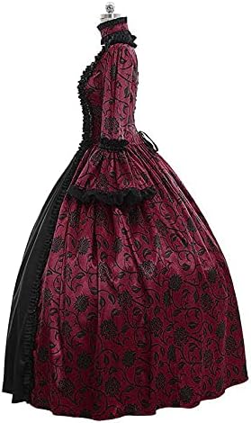COMIOR Женски средновековна костюмное рокля от епохата на Възраждането, бални рокли с готически ретро цветя принтом, рокли за