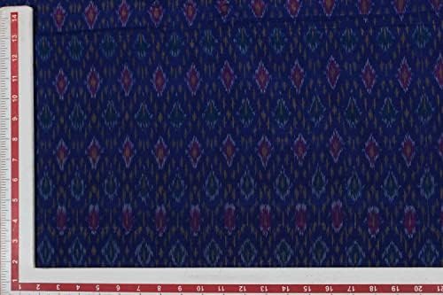 The Design Cart Тъмно Синьо Геометрична в памучна Коприна тъкани Ikat за декоративно-приложни изкуства, занаяти,