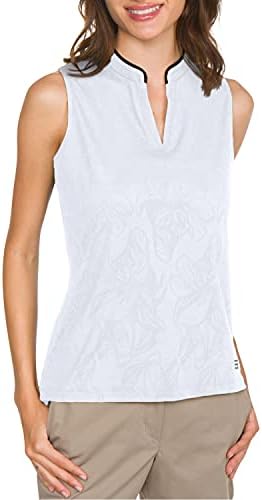 Жените риза за голф, без ръкави - Дишаща топ игрища суха засаждане с 4-Лентова еластична тъкан, отводящей влагата и предотвращающей